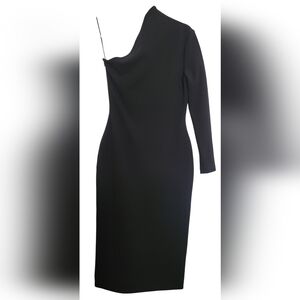 Solace London Ambre Dress One Shoulder Long Sleeve Black Dress